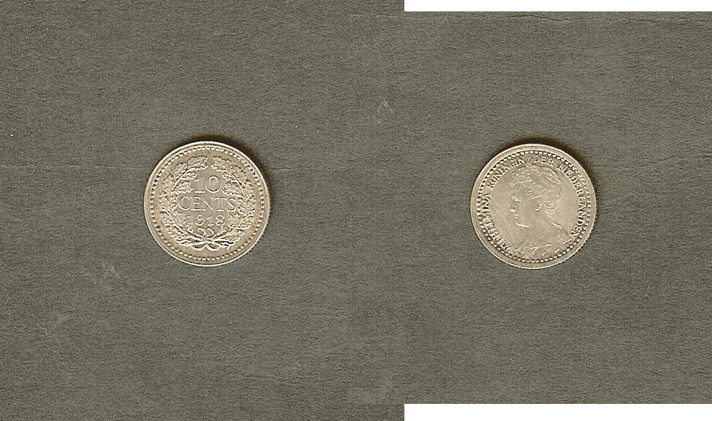 PAYS-BAS 10 Cents Reine Wilhelmine 1918 SPL